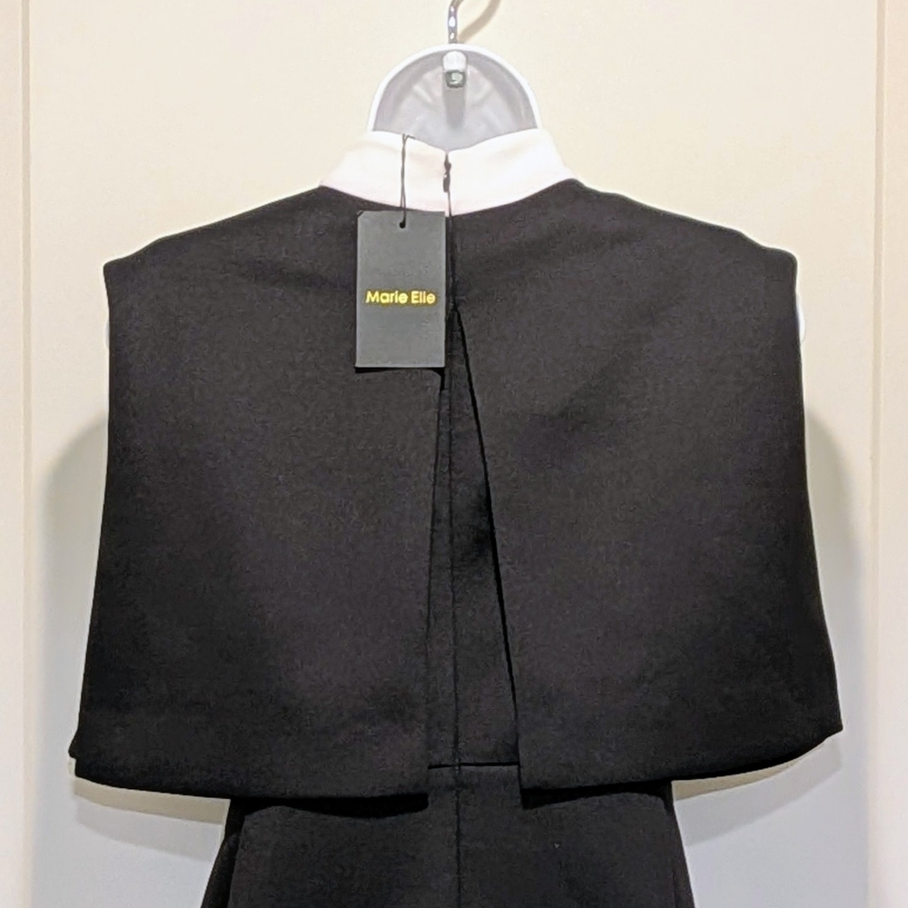 NWT Marie Elie 34 Neoprene Capelet Midi Length Mod Style Dress - Picture 5 of 9